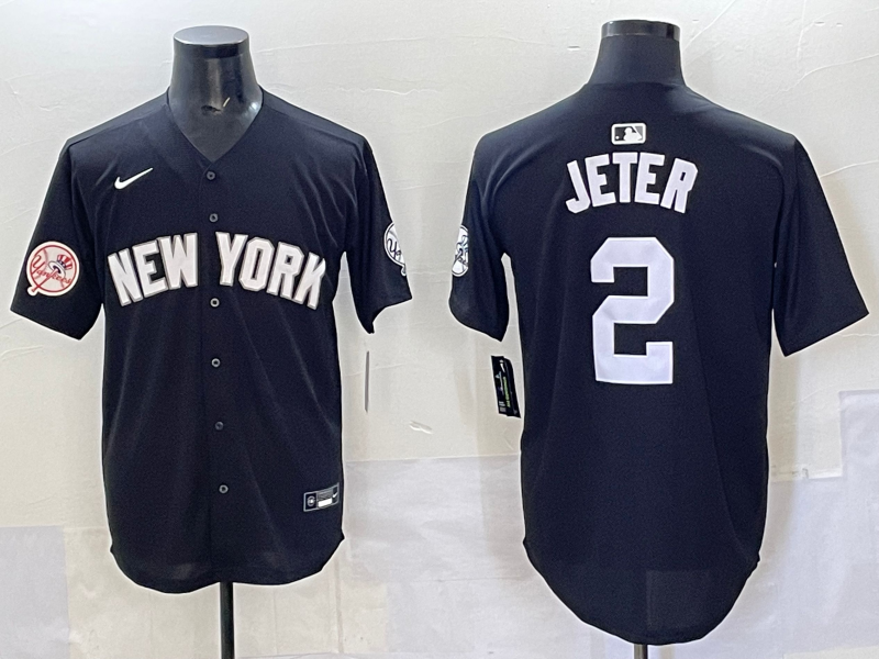 Men 2025 New York Yankees #2 Jeter black Nike MLB Jersey style 725009
